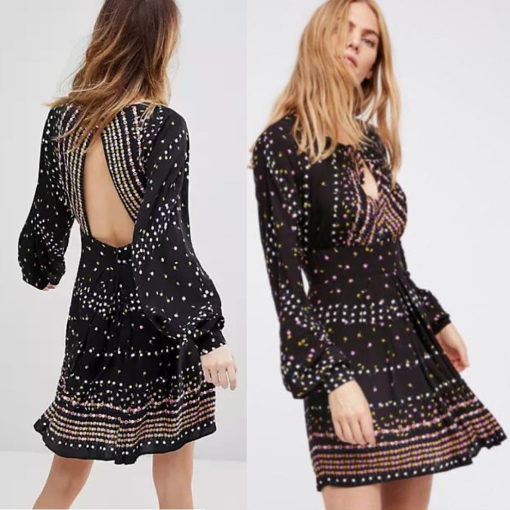 Free People Coryn Mini Dress Skater Open Back Size 0 / XXS